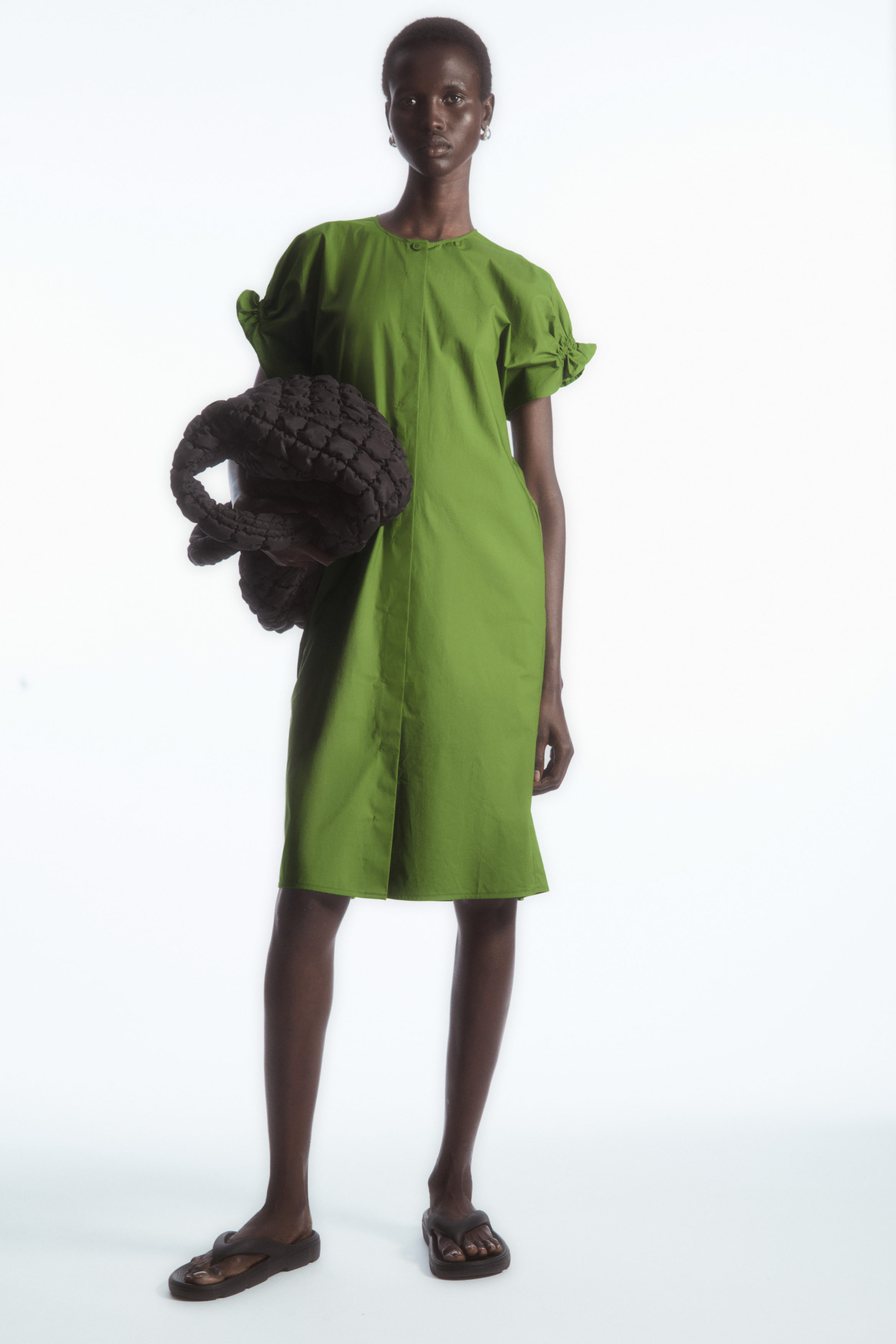 MIDI SHIRT DRESS - GREEN - COS