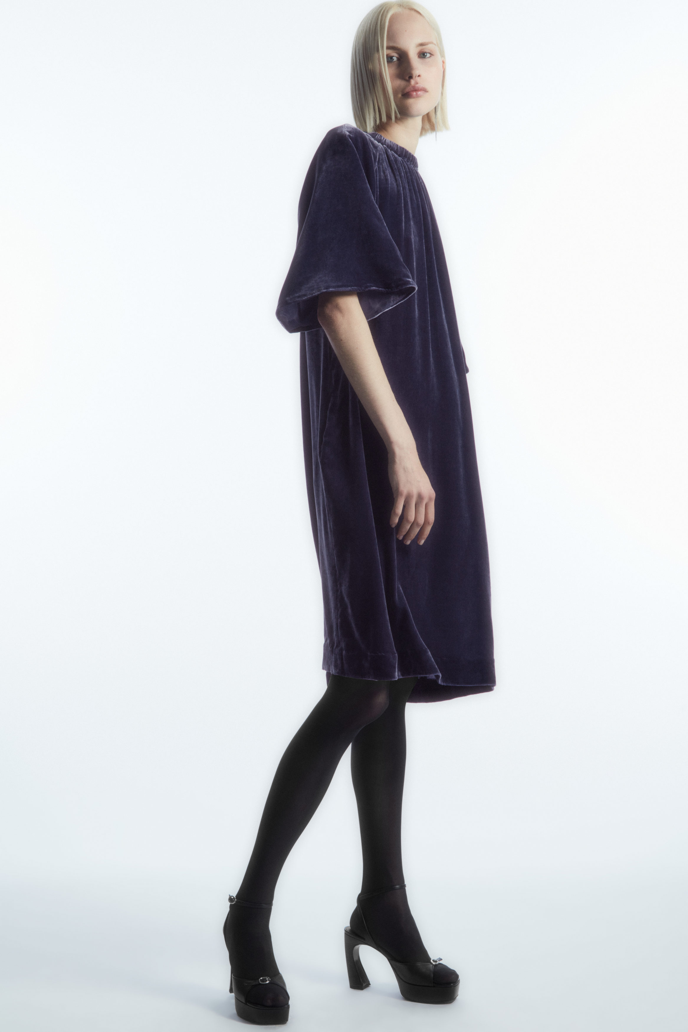 COS Silk Velvet Sleeve Dress